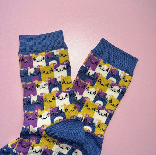 Happy Cats Bamboo Socks Blue