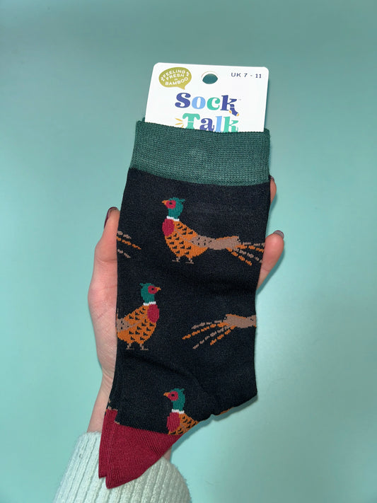 Pheasant bamboo socks black