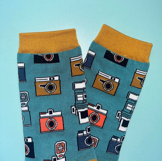 Camera Bamboo Socks Blue