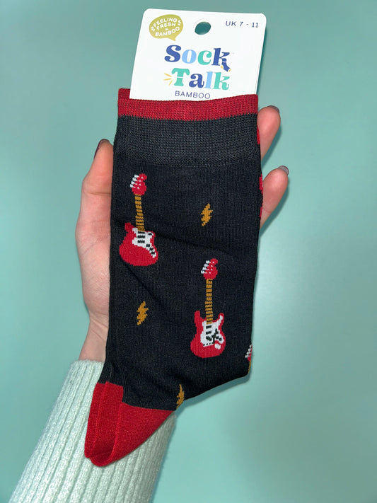 Guitar black bamboo socks